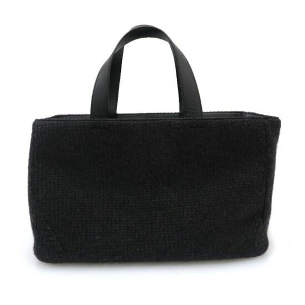 Prada Black Wool Handbag Tote Black - Picture 3 of 8